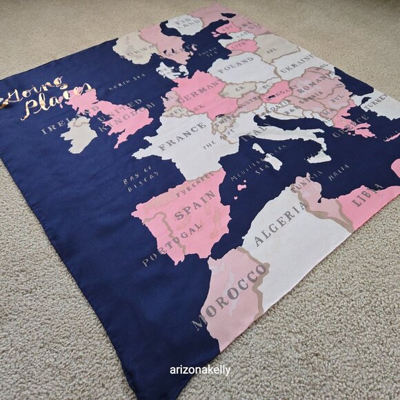 NWT kate spade Silk Scarf Map Europe "Going Places" - Picture 6 of 9